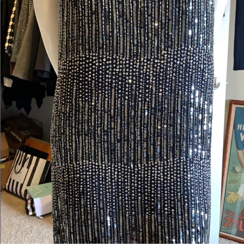 Haute Hippie Silk Sequin Beaded Dress M NWT Navy Blue Flapper Shift Cockail - Picture 5 of 15